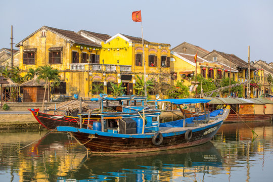 Boat on the Hoai river, Hoi An ancient town, Da Nang, Vietnam