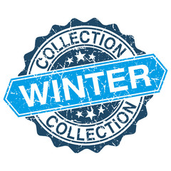 Obraz premium Winter collection grungy stamp isolated on white background