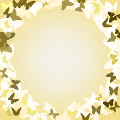 Vector romantic background  with  butterflies.