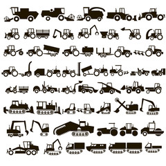50 vector icons tractors
