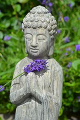 Foto auf Acrylglas Boeddha in de lavendeltuin © trinetuzun