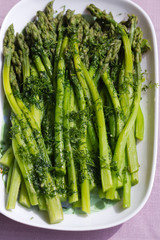 green asparaguses with the fresh dill