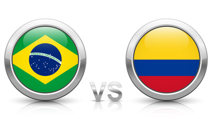 Fototapeta premium Brazil vs. Colombia - icons buttons with national flags