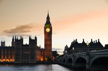 Fototapeta na wymiar Big Ben and Houses of parliament at night, London, UK