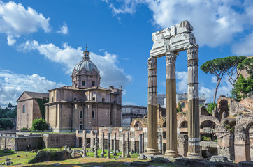 Fototapeta na wymiar Ancient Roman forums in Rome, Italy