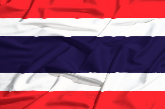 Thailand flag on a silk drape waving