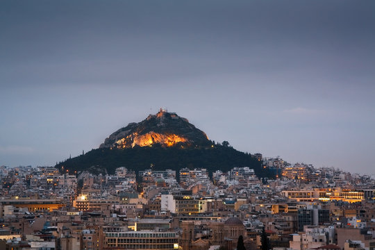 View of the Lycabettus hill in Athens.