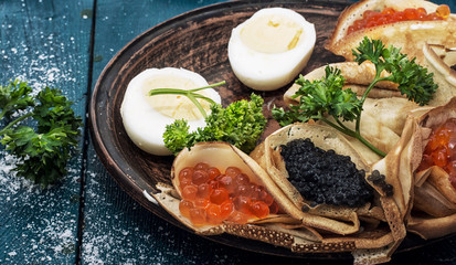 pancakes stuffed with seafood