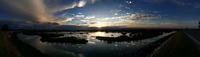 beautiful sunset above the lagoon
