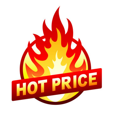 Hot price fire badge, sticker, flame