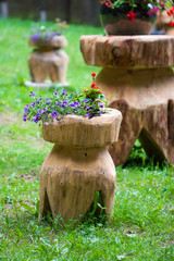 Typical wood rustic garden flower support