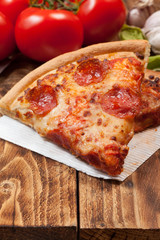 Two pieces of pizza.