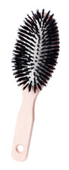 Wooden hairbrush isolated on white