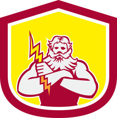 Zeus Greek God Arms Cross Thunderbolt Retro
