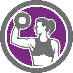 Woman Lifting Dumbbell Weight Retro