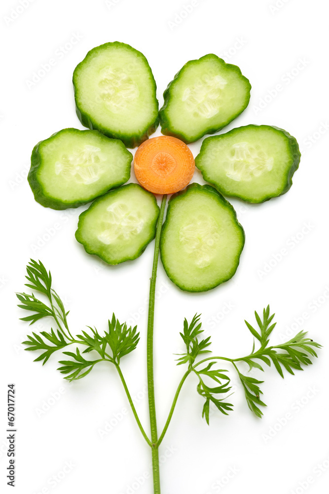 Wall mural Flower made of raw vegetables