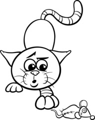 playing cat cartoon coloring page