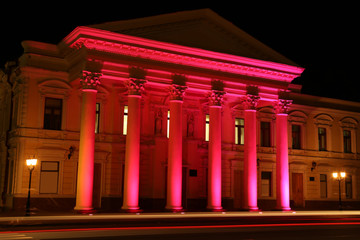 Theater building at night