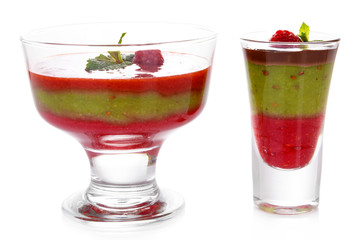 Glasses of tasty smoothies and milk shake, isolated on white