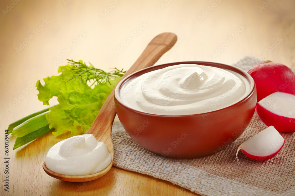 Sticker bowl of sour cream