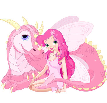 Beautiful Magic Dragon and Fairy
