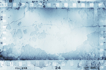 Blue film frames filmstrip background