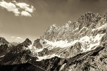 Dachstein Region of Alps (Black & White)
