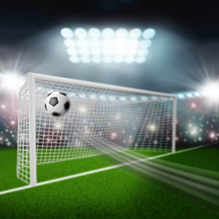 soccer ball flies into the goal
