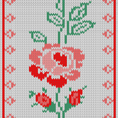 Seamless knitting rose flower patern