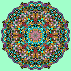 Circle lace ornament, round ornamental geometric doily pattern