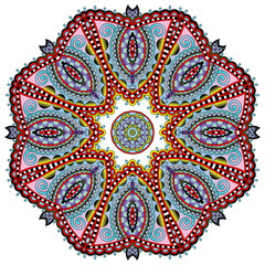 Circle lace ornament, round ornamental geometric doily pattern