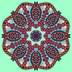 Circle lace ornament, round ornamental geometric doily pattern