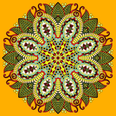 Circle lace ornament, round ornamental geometric doily pattern