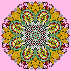 Circle lace ornament, round ornamental geometric doily pattern