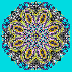 Circle lace ornament, round ornamental geometric doily pattern
