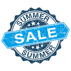 Summer sale grungy stamp isolated on white background