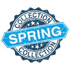 Spring collection grungy stamp isolated on white background