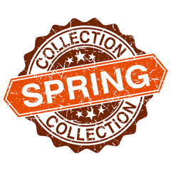 Spring collection grungy stamp isolated on white background