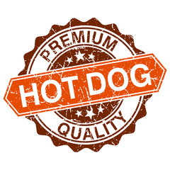 Hod dog grungy stamp isolated on white background