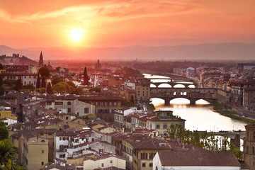 Fototapeta na wymiar Panorama of Florence at sunset. Italy