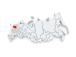 Map of the Russian Federation. Tver region.