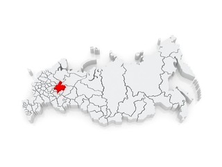 Map of the Russian Federation. Kirov region.