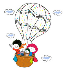 Family and hot balloon