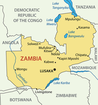 Republic of Zambia - vector map