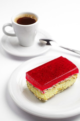 Strawberry cake and coffee