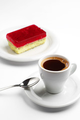Coffee and strawberry cake