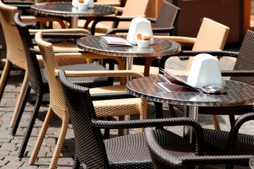 tables and chairs for an outdoor Cafe in a European metropolis