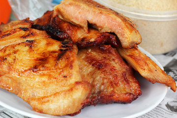 A lot of pork on the plate