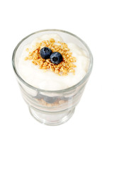 Glass Container Filled with Yogurt, Berries and Oats