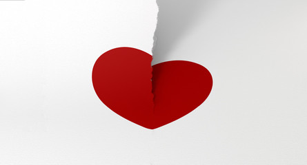 Drawn Red Heart Torn In Two